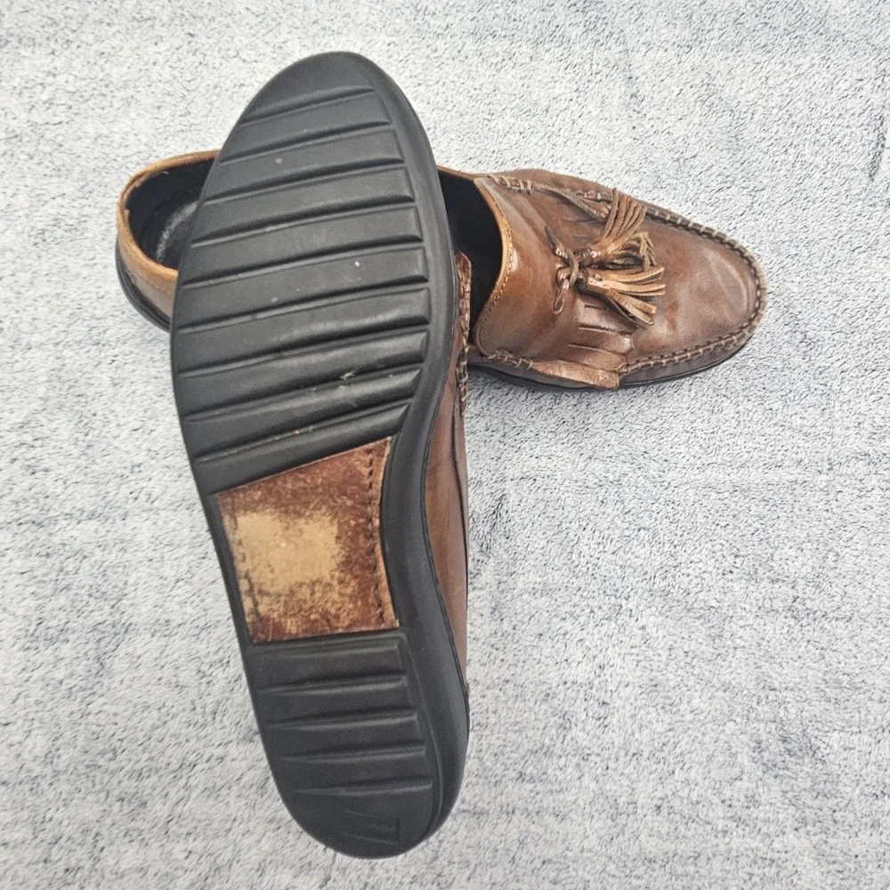 Bragano Tassel Loafers Mens 9.5 Brown Leather Kiltie Fringe Italy Dress Shoes